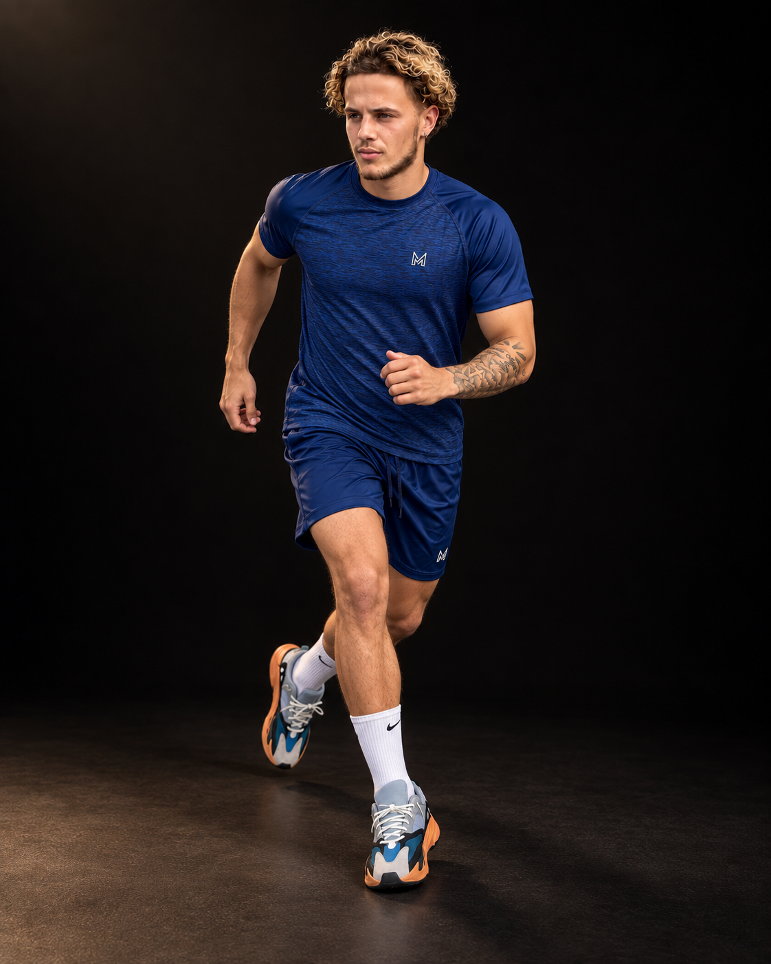 His Motion: men’s navy sports set in movement